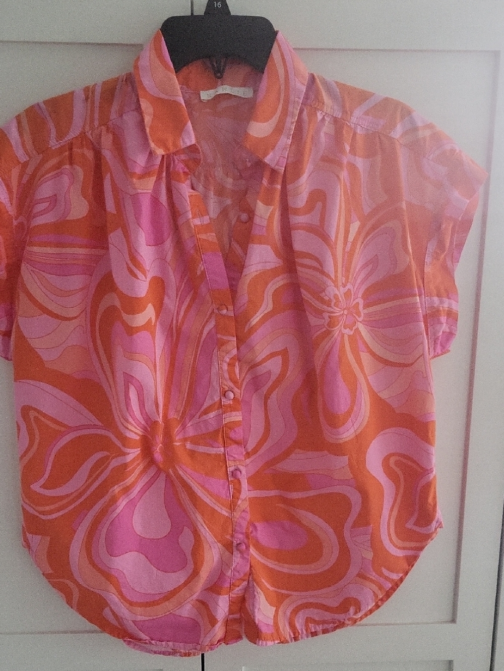 Karlie Pink and Orange Abstract Floral Blouse